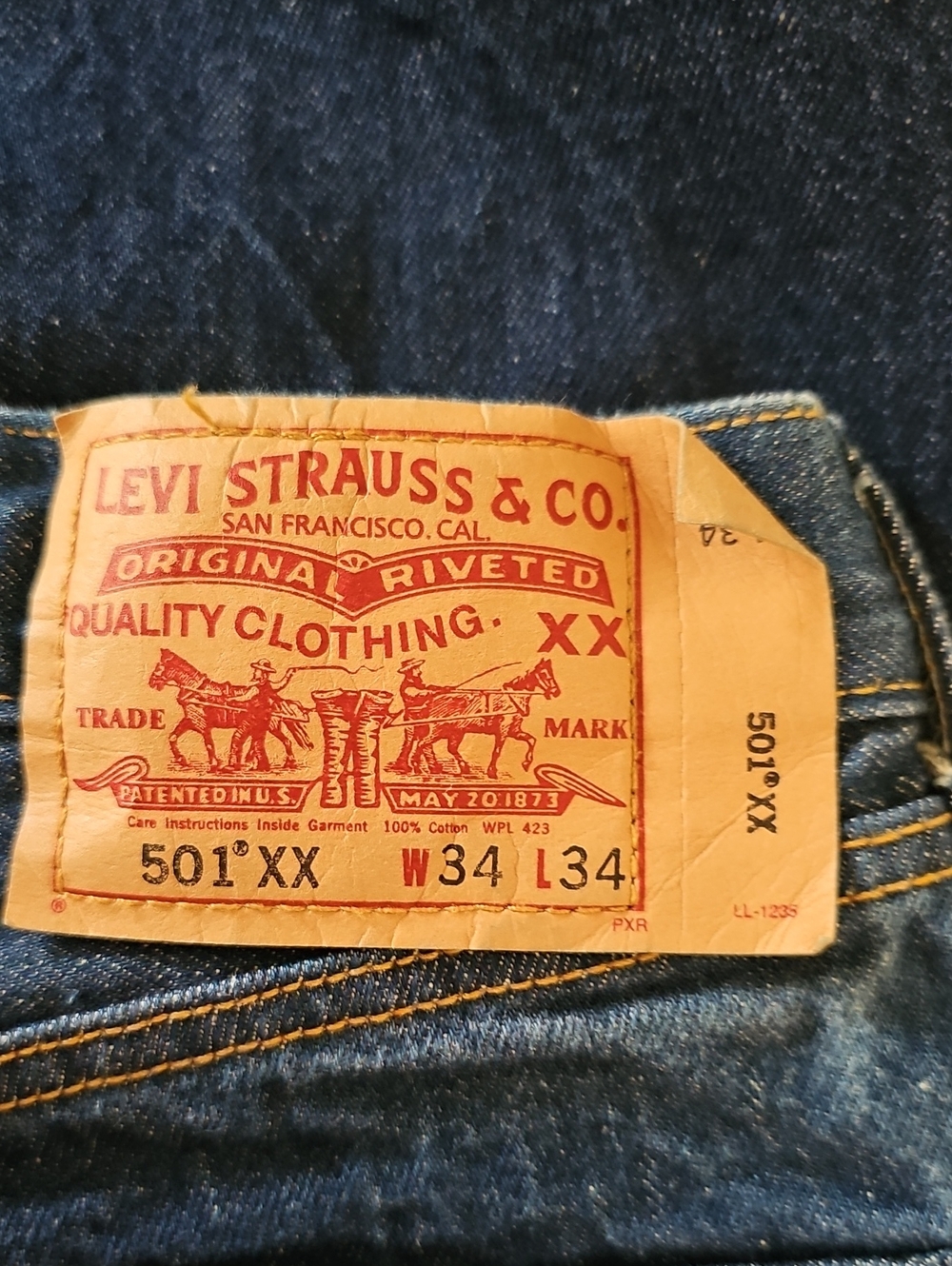 Levi’s 501 XX Original Fit Button Fly Dark Straight Leg Jeans 34x34 actual 34x32 - Picture 6 of 13